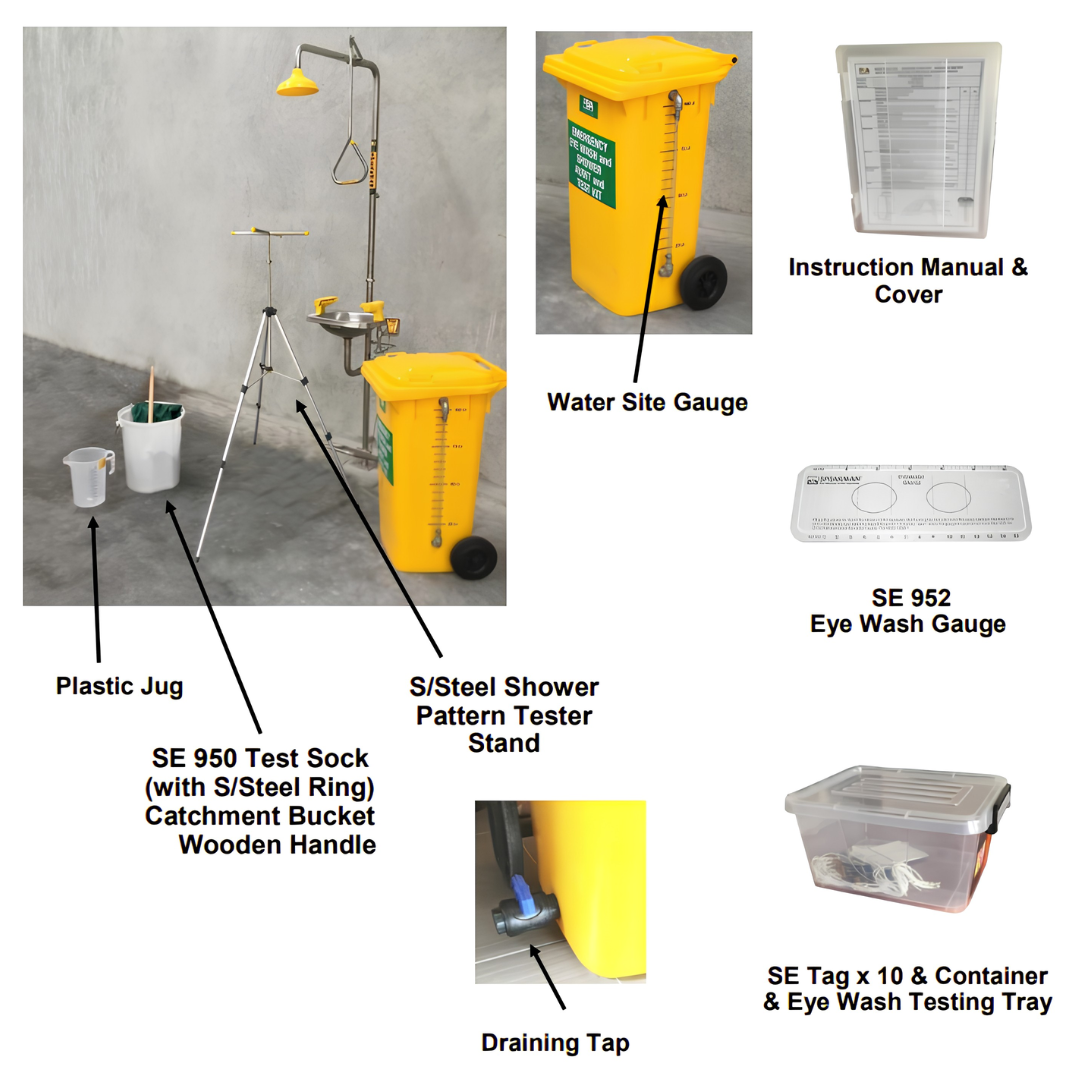 120L Eye Wash Test Kit Wheelie Bin with Water Site Gauge - Image 2